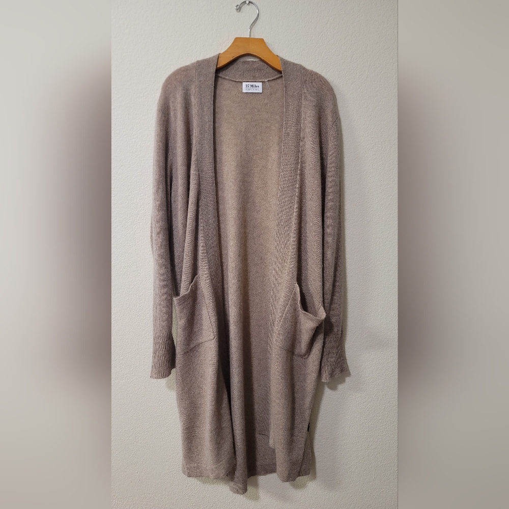 27 Miles Malibu Cashmere Button Side Duster Sweater Coat Cardigan Oatmeal L